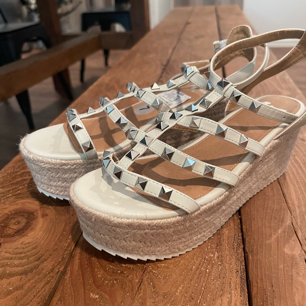 White studded sandals